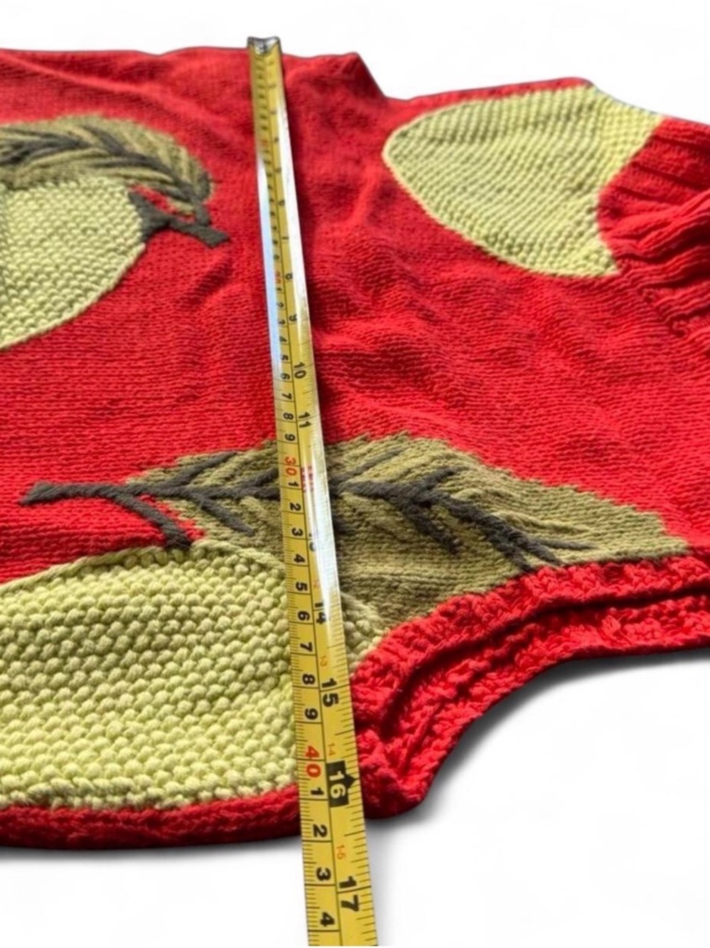 Vintage Fruit Knit Sweater Vest Lemon Pomelo Red Cottagecore Mock Neck Chunky LG - Picture 3 of 6